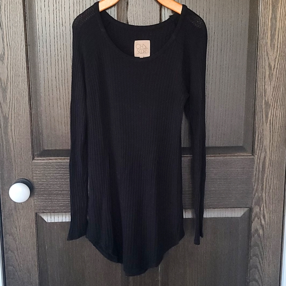 Extra Long Black Waffle Knit